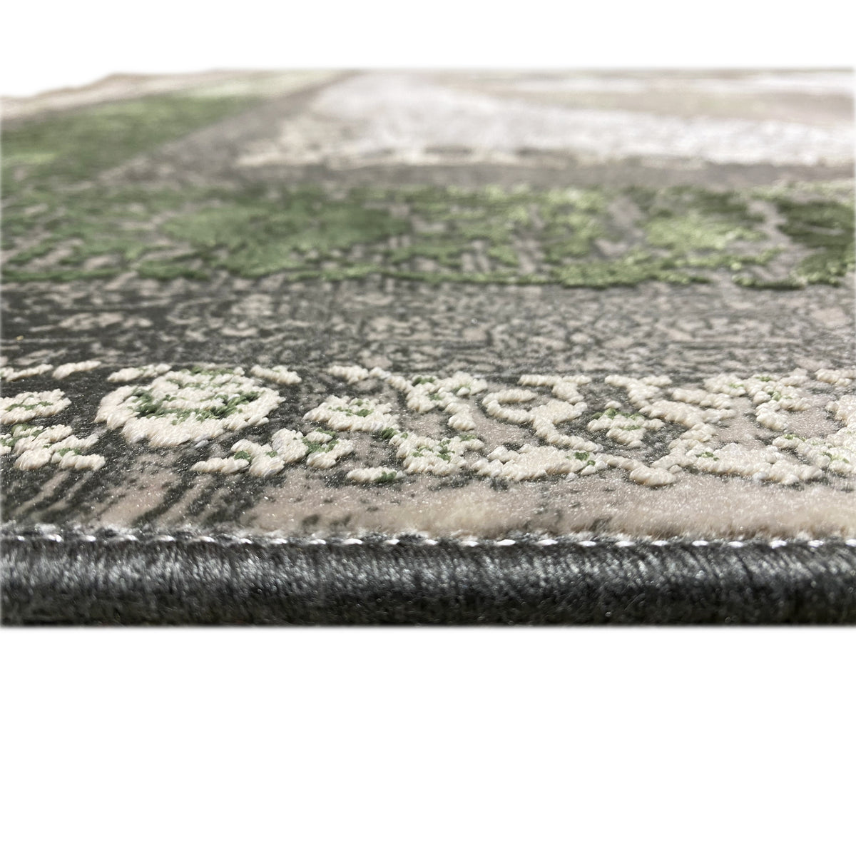 Tappeto Spirito del bosco 170x240 cm Dettaglio del bordo: orlo scuro con struttura del vello multicolore