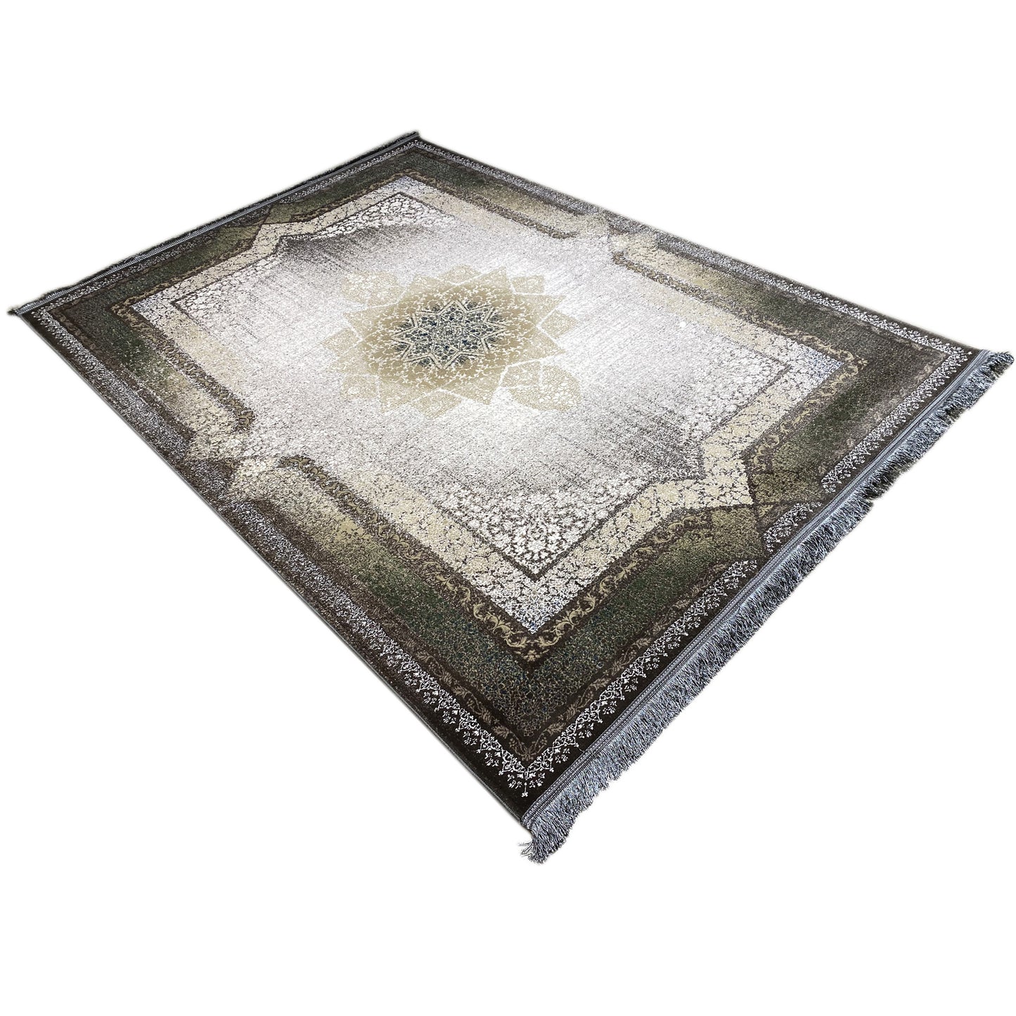 Eleganter Perser-Stil Teppich mit rauchgrünen und grauen Tönen.