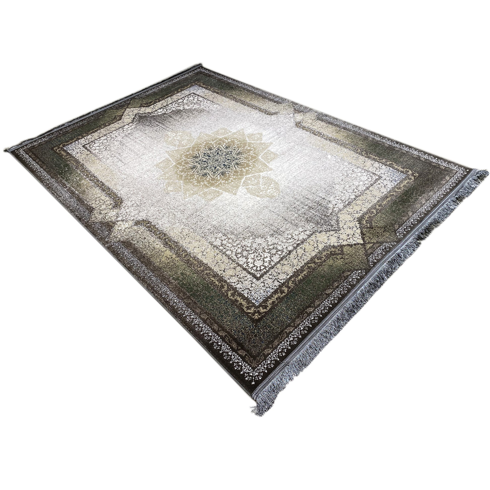 Eleganter Perser-Stil Teppich mit rauchgrünen und grauen Tönen.