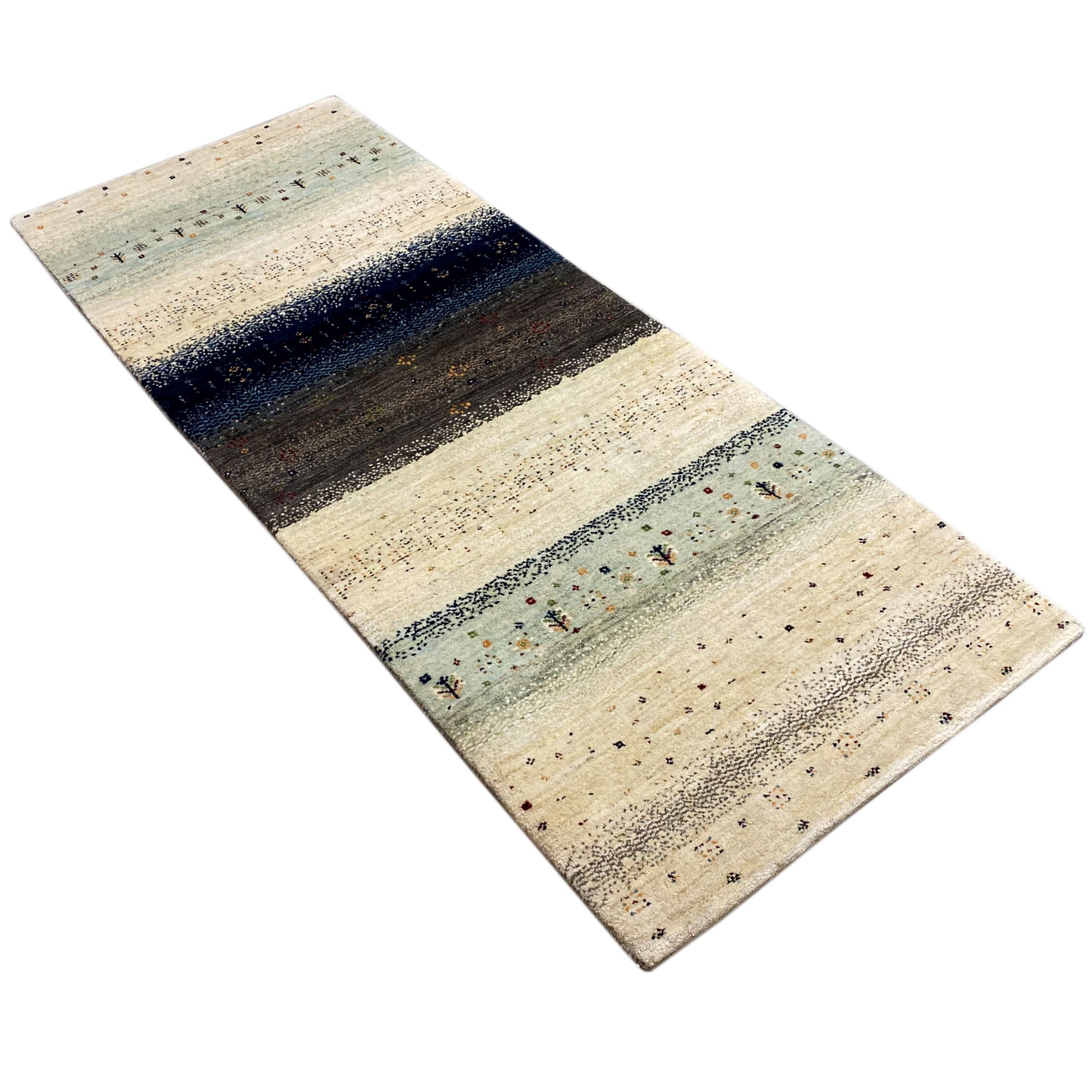 Blauer Gabbeh Teppich Läufer 197x78 cm - German Carpet Shop