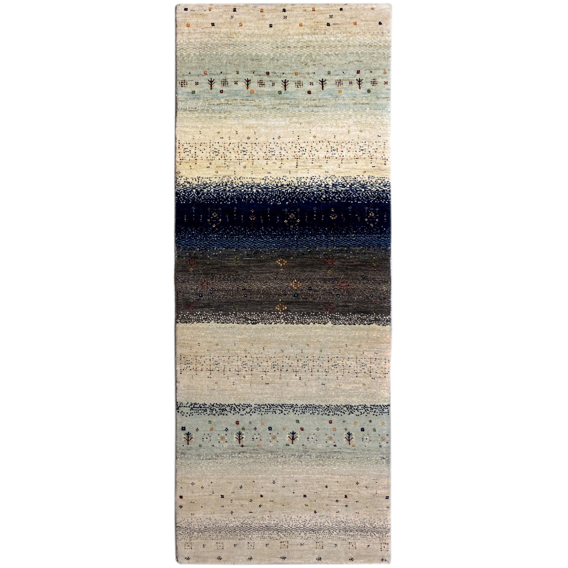 Blauer Gabbeh Teppich Läufer 197x78 cm - German Carpet Shop
