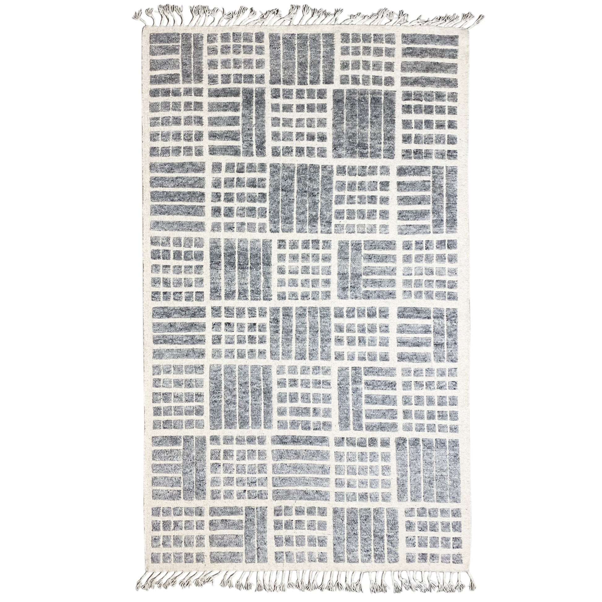 Grauer Berber-Wollteppich, 256x160 cm - Geometrisches Muster - German Carpet Shop