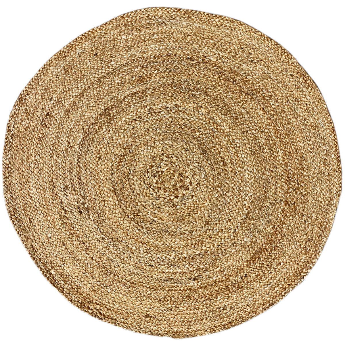 Tappeto rotondo in juta, beige-dorato con motivo a trama a spirale (80×80 cm)