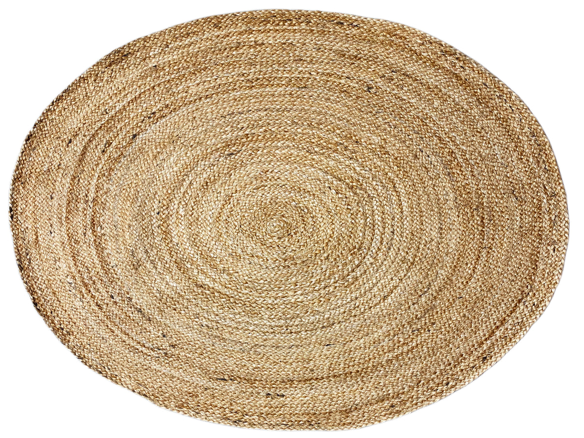 Tappeto rotondo in juta 120x120 cm nei toni naturali con scanalature a spirale circolari