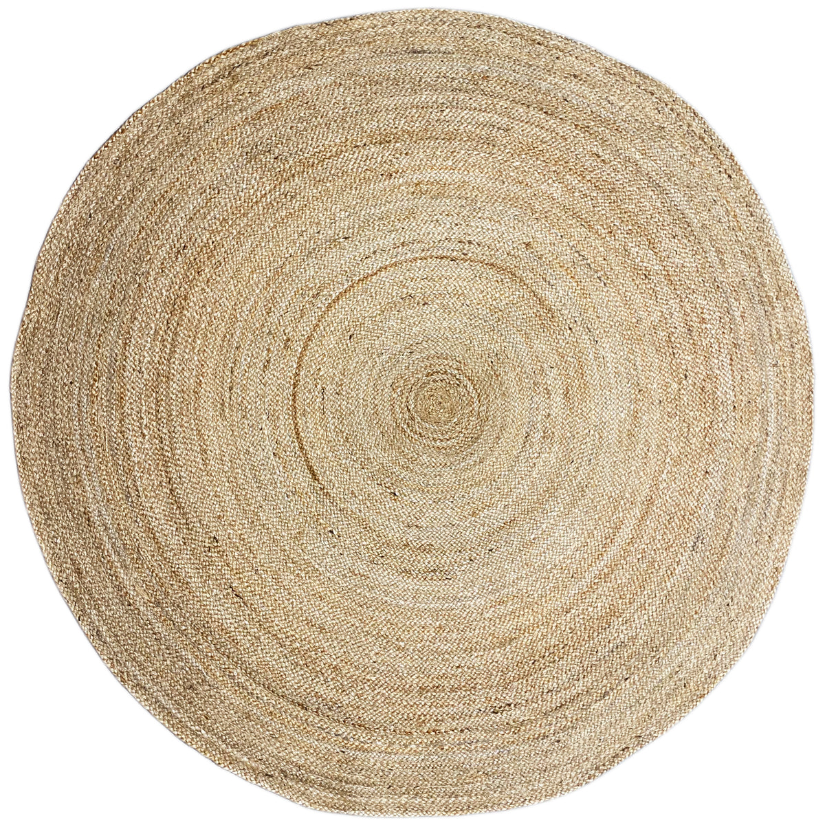 Tappeto rotondo in juta, color naturale, con motivo a spirale