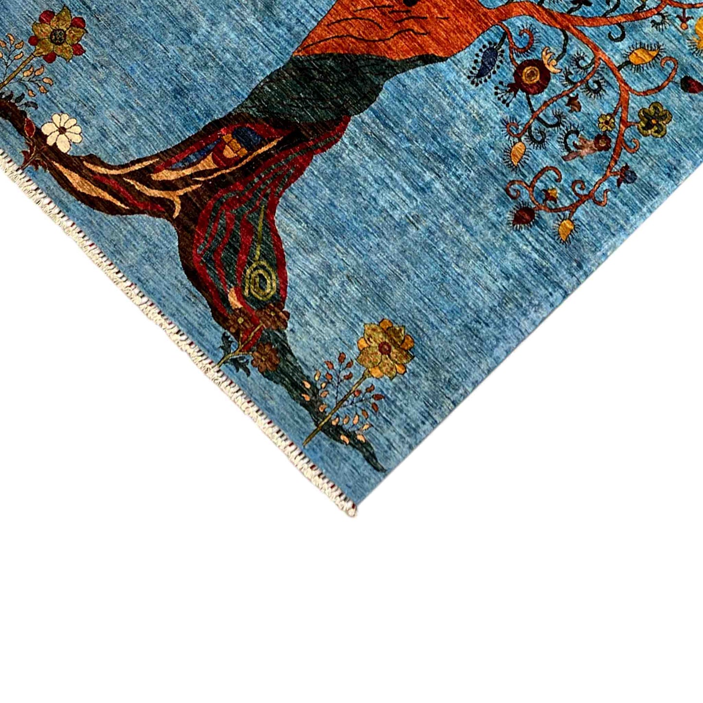 Afghan Khorjin Teppich, Blau, 298x204 cm - German Carpet Shop