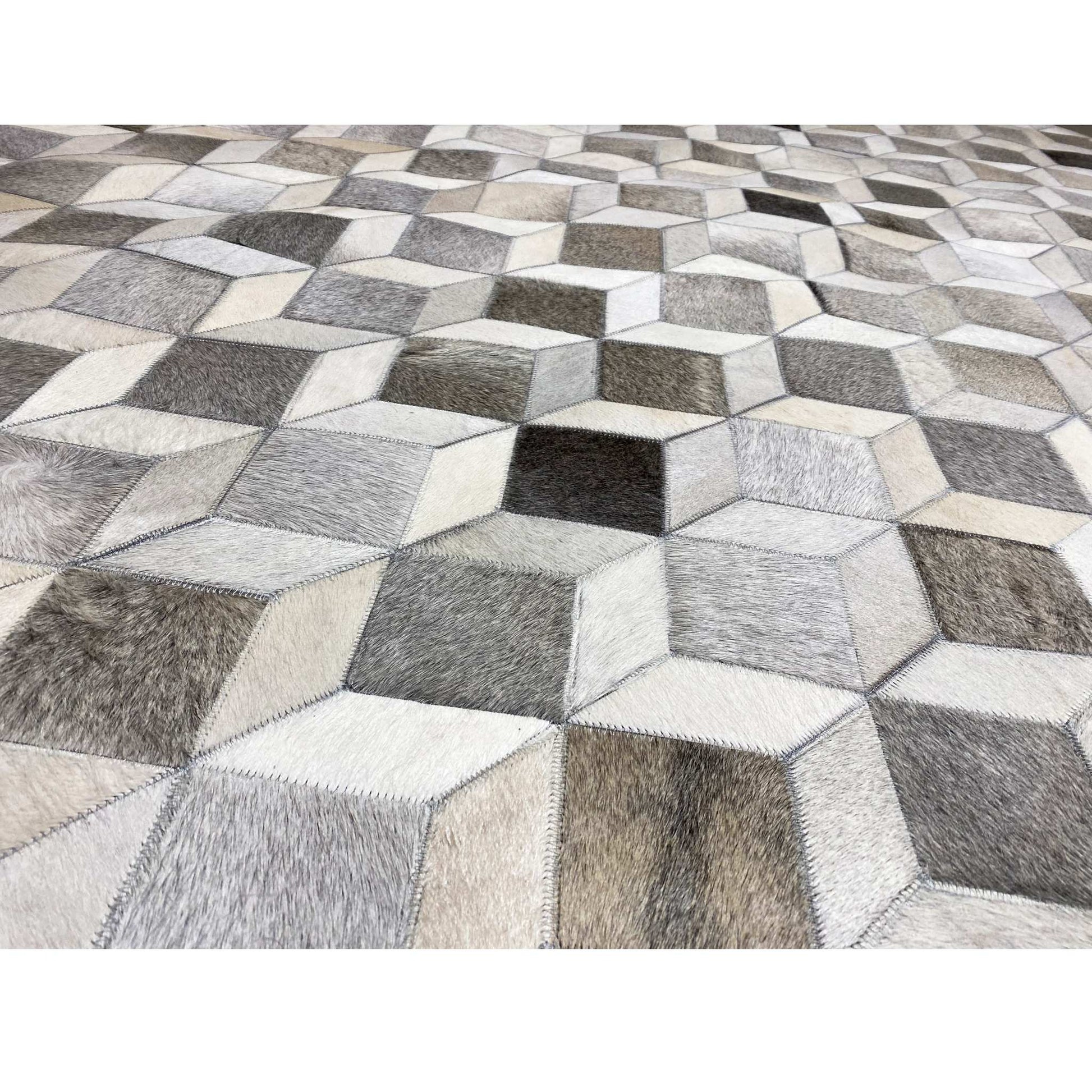 Geometrischer Kalbsleder-Teppich – 249x157 cm – Rutschfeste Rückseite - German Carpet Shop