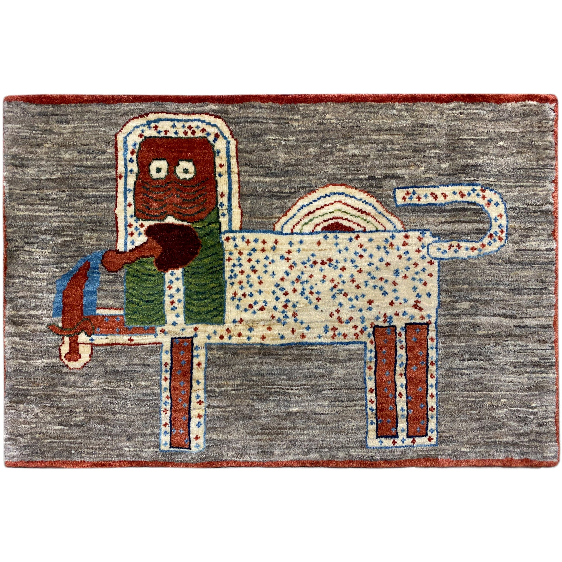 Löwen Gabbeh Teppich 117x79 cm - German Carpet Shop