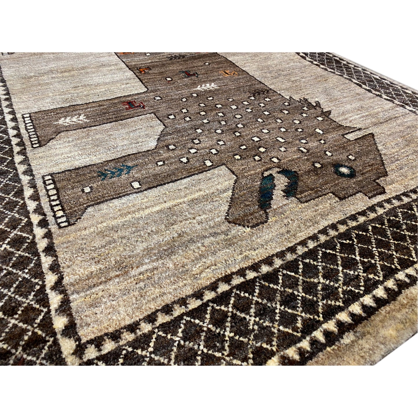 Löwen Gabbeh Teppich 170x110 cm - German Carpet Shop