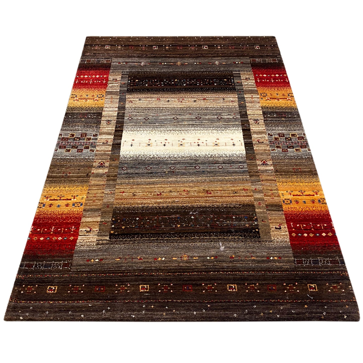 Luri Teppich Braun Multi 182x118cm - Premium Gabbeh Luri Teppich from German Carpet Shop - Just €1343! Shop now at German Carpet Shop
