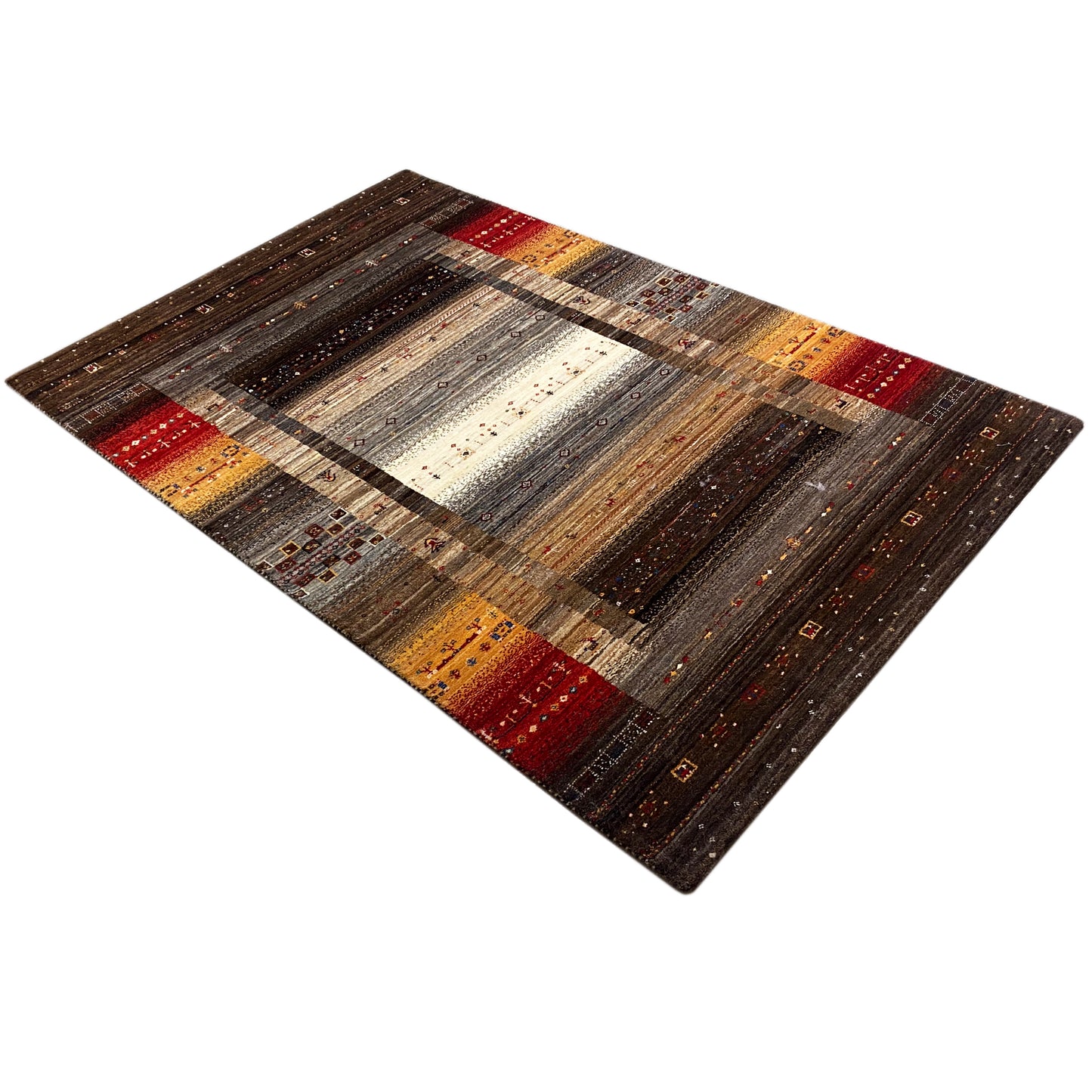 Luri Teppich Braun Multi 182x118cm - Premium Gabbeh Luri Teppich from German Carpet Shop - Just €1343! Shop now at German Carpet Shop
