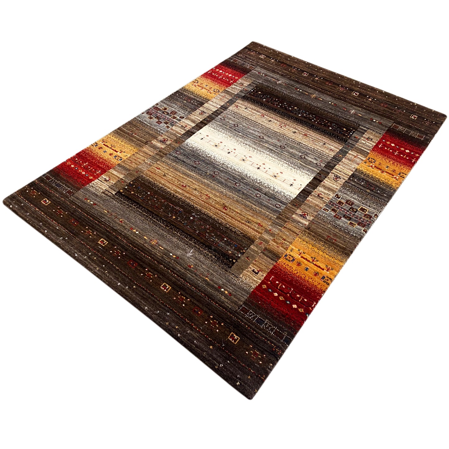 Luri Teppich Braun Multi 182x118cm - Premium Gabbeh Luri Teppich from German Carpet Shop - Just €1343! Shop now at German Carpet Shop