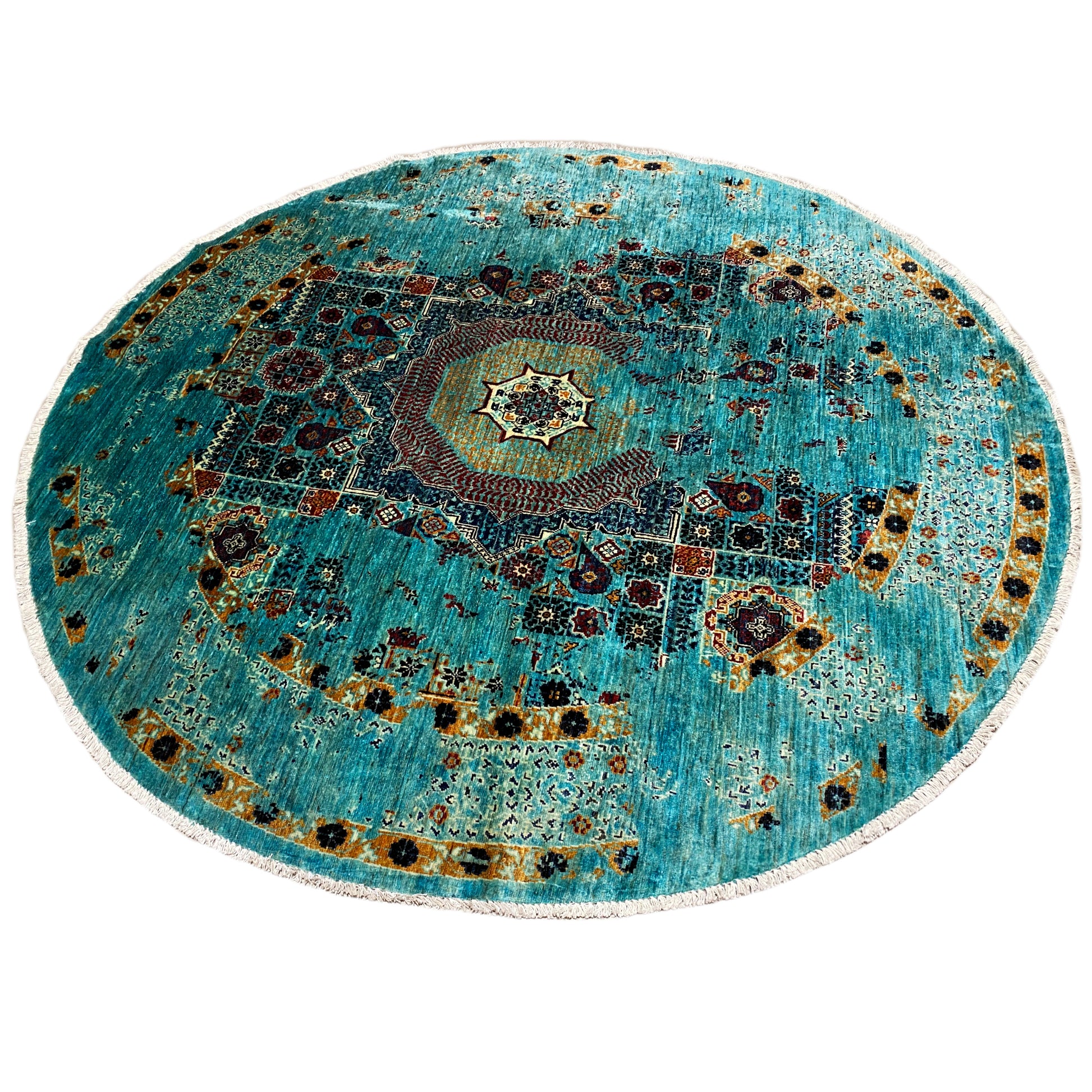 Handgeknüpfter runder Mamluk Teppich 200x198 cm - German Carpet Shop