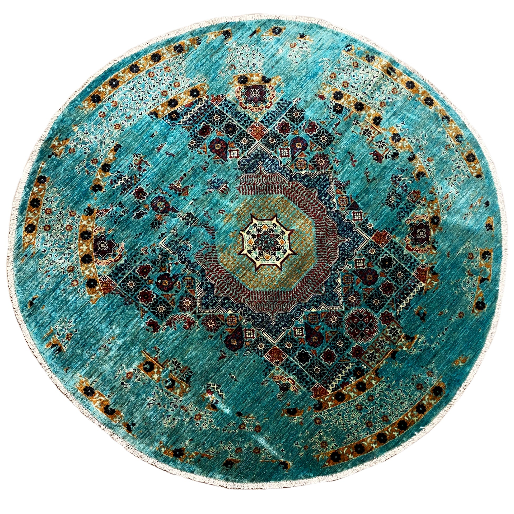 Handgeknüpfter runder Mamluk Teppich 200x198 cm - German Carpet Shop