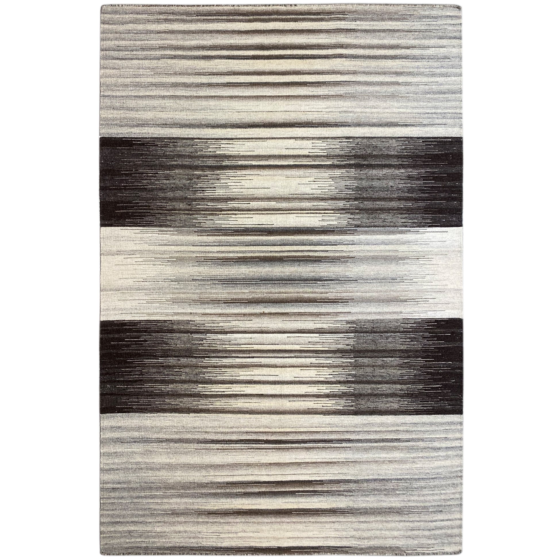 Kelim Teppich Grau – 230x160 cm Streifenmuster - German Carpet Shop