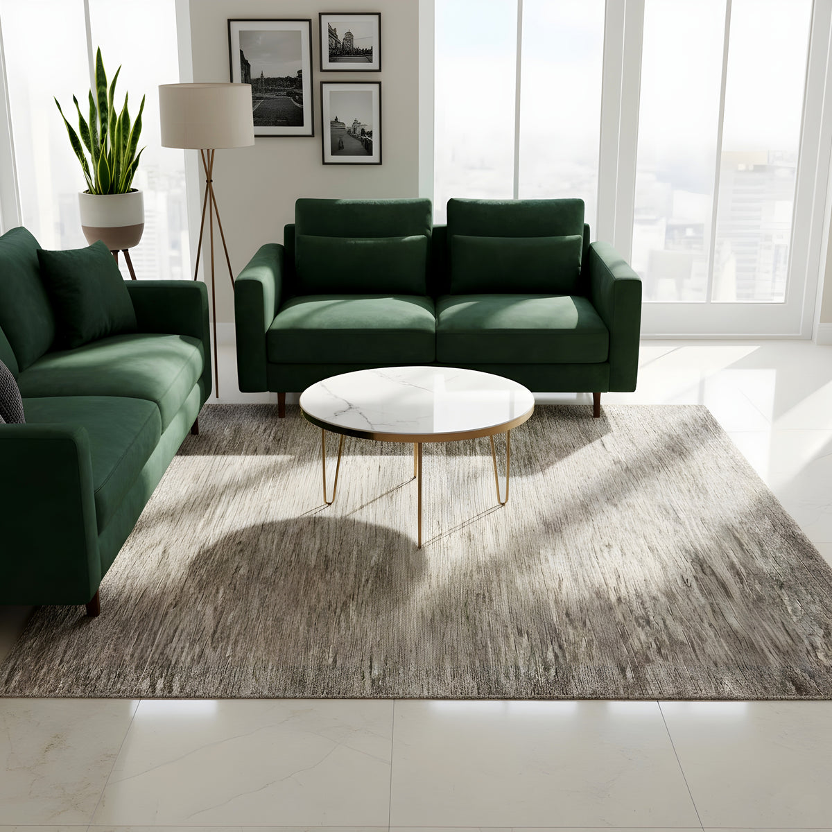 Tappeto Gabbeh per soggiorno, rettangolare, con struttura mélange beige-grigia e pelo corto