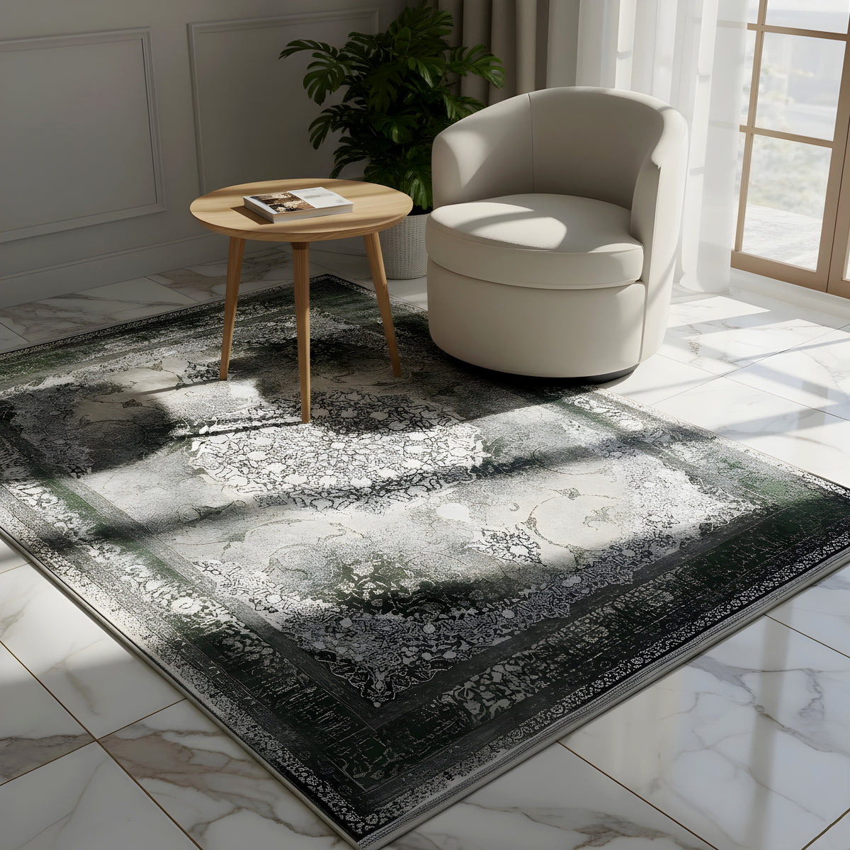 Tappeto 170x240 cm con motivo ornamentale ampio e bordo scuro
