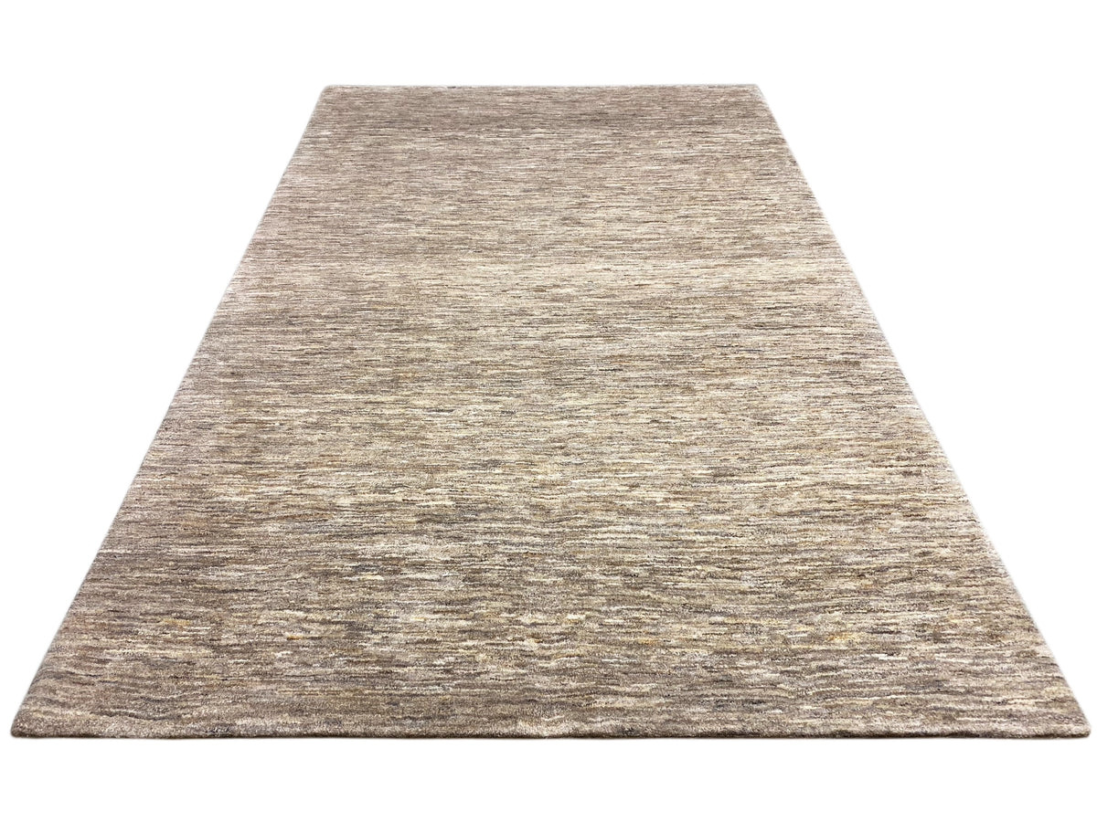 Tappeto Gabbeh 290x194, vista trapezoidale/triangolare, effetto mélange beige-grigio, pelo corto
