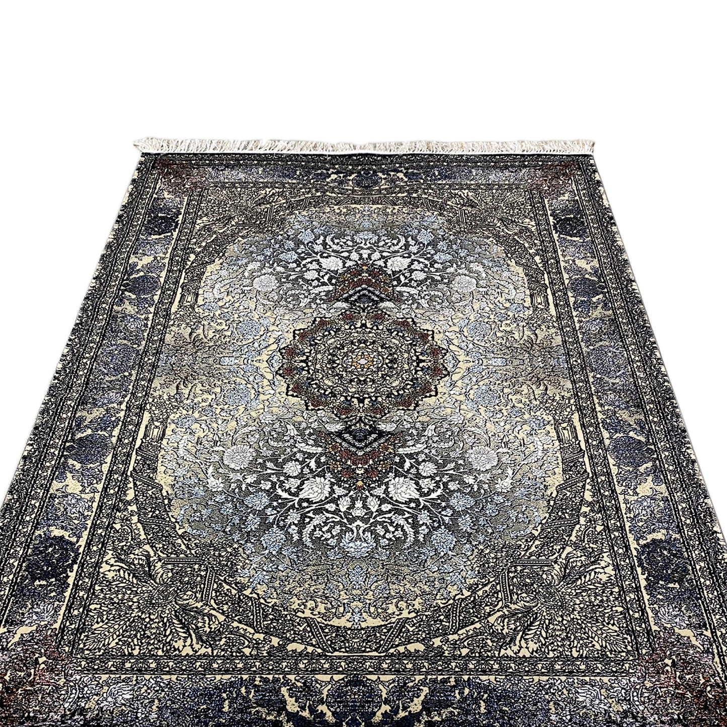 Polypropylen Teppich Madrid Medaillon Design Schwarz Gold 160x230