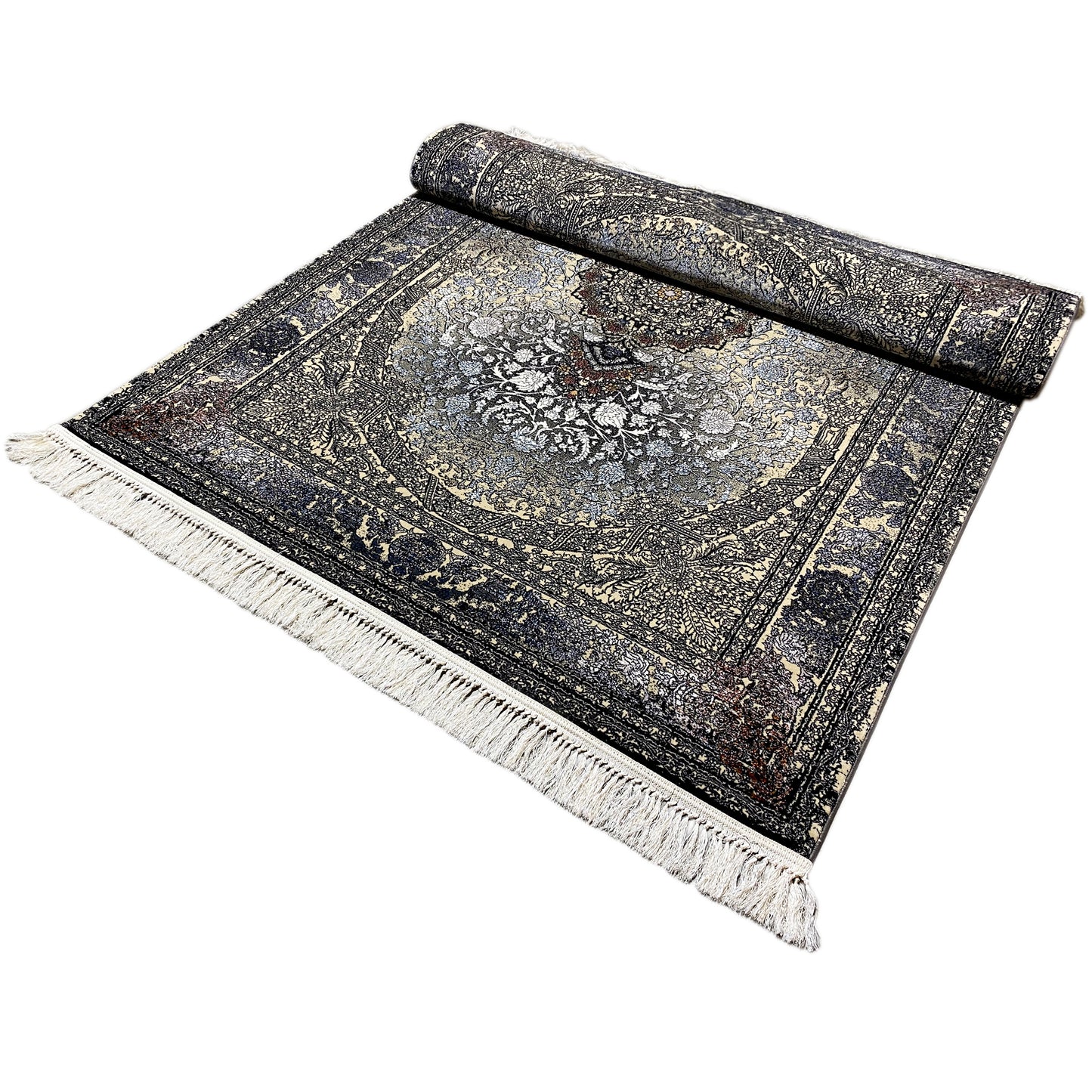 Strapazierfähiger Teppich Madrid Polypropylen Schwarz Gold 160x230