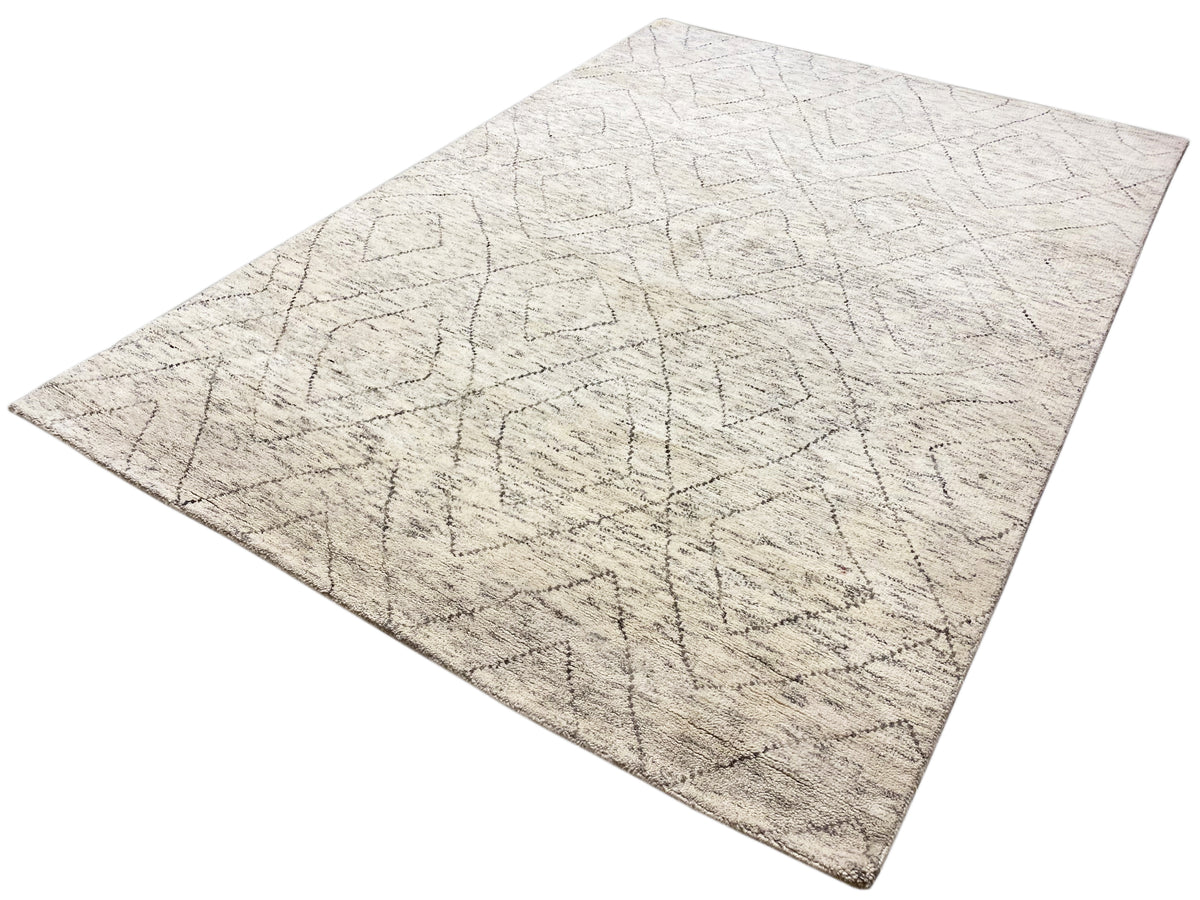 Tappeto berbero, rettangolare, beige chiaro con linee grigio scuro, tessuto piatto