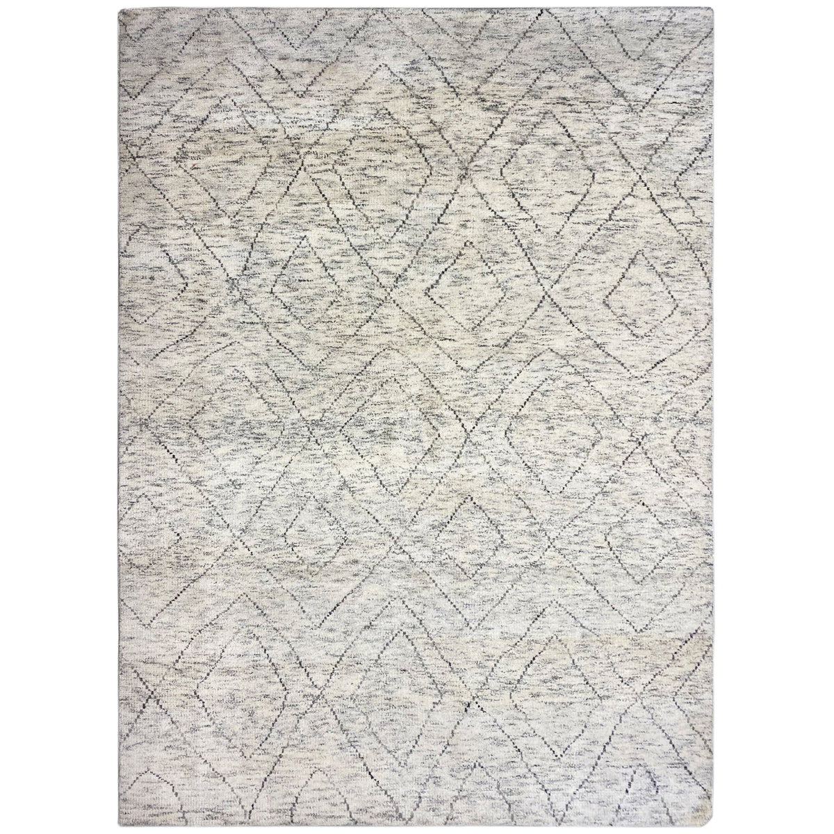 Tappeto berbero, beige chiaro con linee geometriche a forma di diamante, rettangolare, piatto