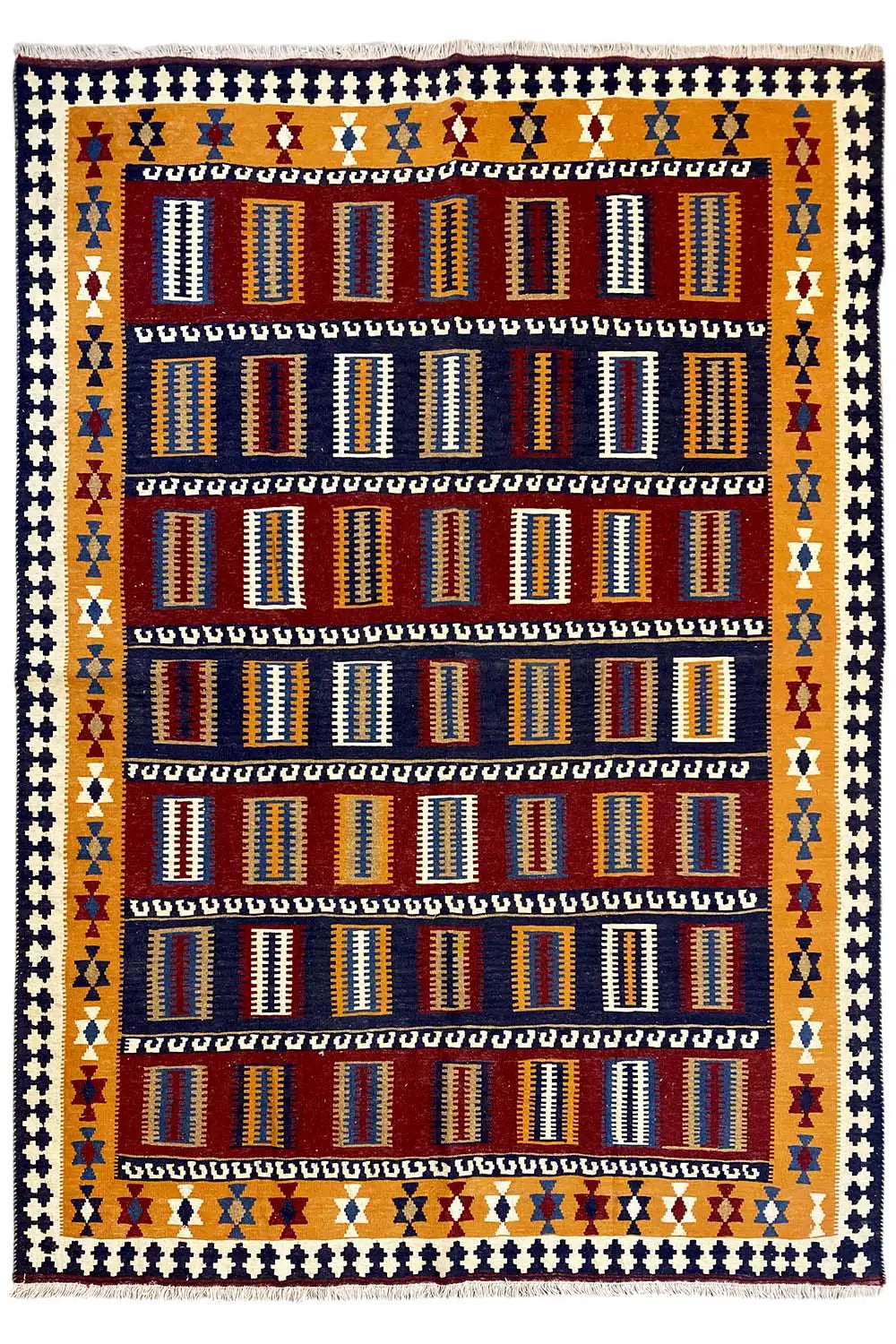 Kilim Qashqai - 802405 (253x163 cm) - Premium Kelim from German Carpet Shop - Just €359! Shop now at German Carpet Shop