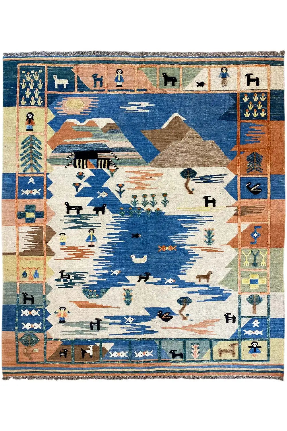 Kilim Qashqai - 605616 (198x158 cm) - Premium Kelim from German Carpet Shop - Just €449! Shop now at German Carpet Shop