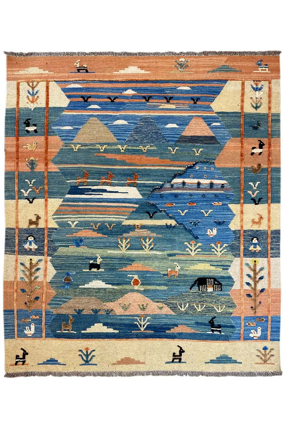Kilim Qashqai - 605615 (194x153 cm) - Premium Kelim from German Carpet Shop - Just €449! Shop now at German Carpet Shop