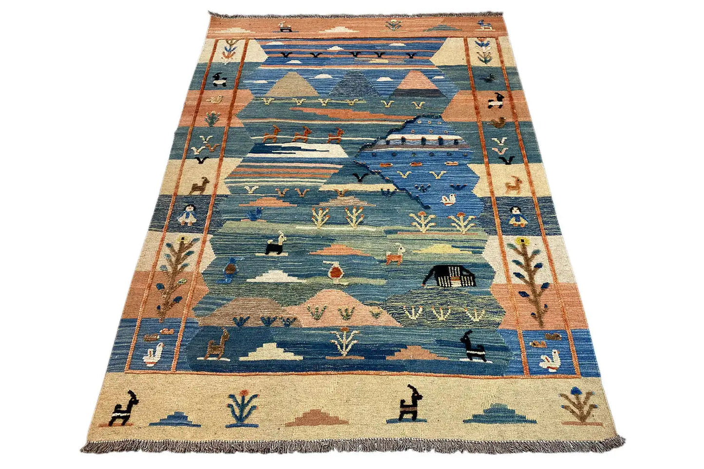 Kilim Qashqai - 605615 (194x153 cm) - Premium Kelim from German Carpet Shop - Just €449! Shop now at German Carpet Shop