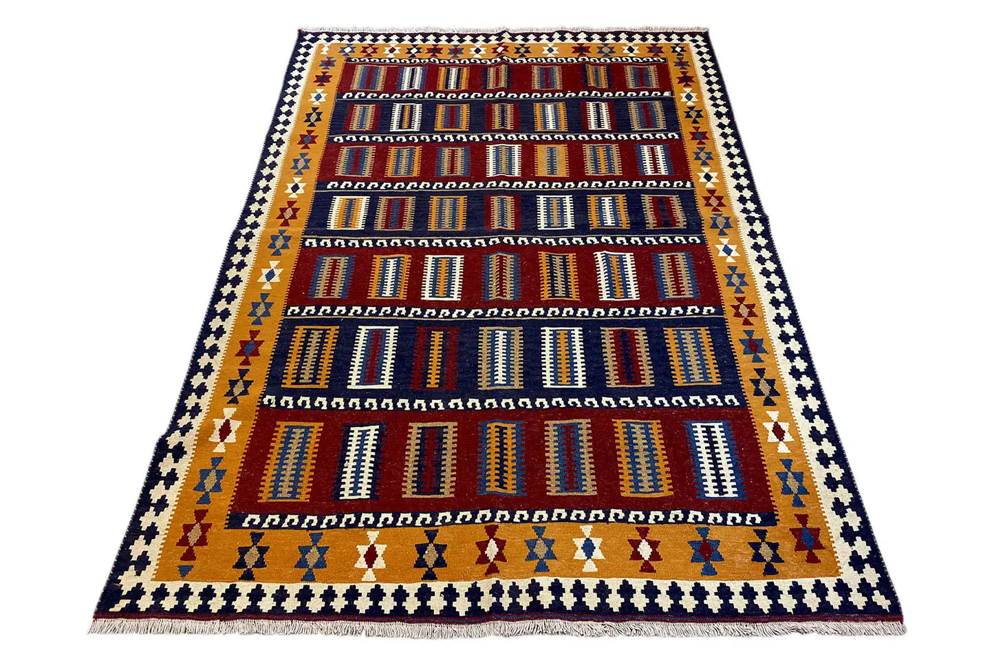 Kilim Qashqai - 802405 (253x163 cm) - Premium Kelim from German Carpet Shop - Just €359! Shop now at German Carpet Shop