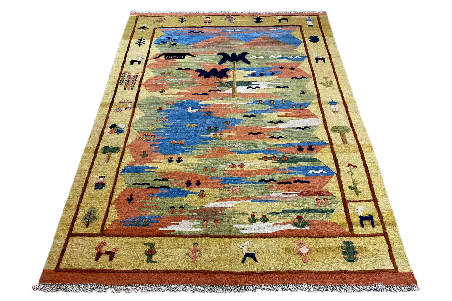 Kilim Qashqai - 800595 (198x146 cm) - Premium Kelim from German Carpet Shop - Just €430! Shop now at German Carpet Shop