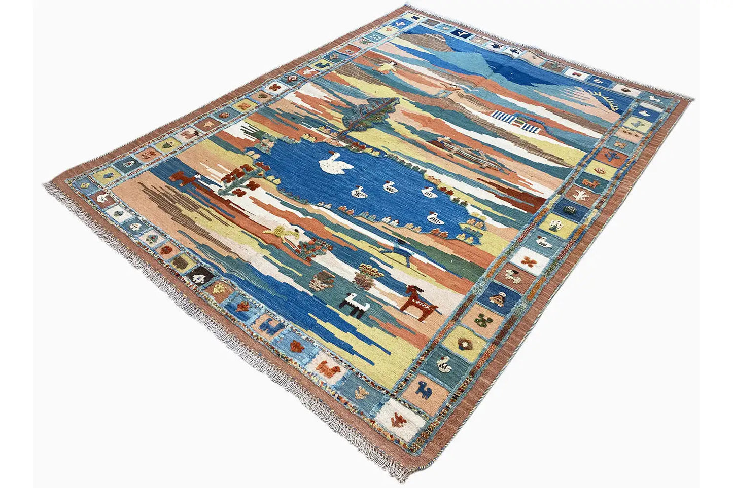 Kilim Qashqai - 800607 (205x157 cm) - Premium Kelim from German Carpet Shop - Just €459! Shop now at German Carpet Shop