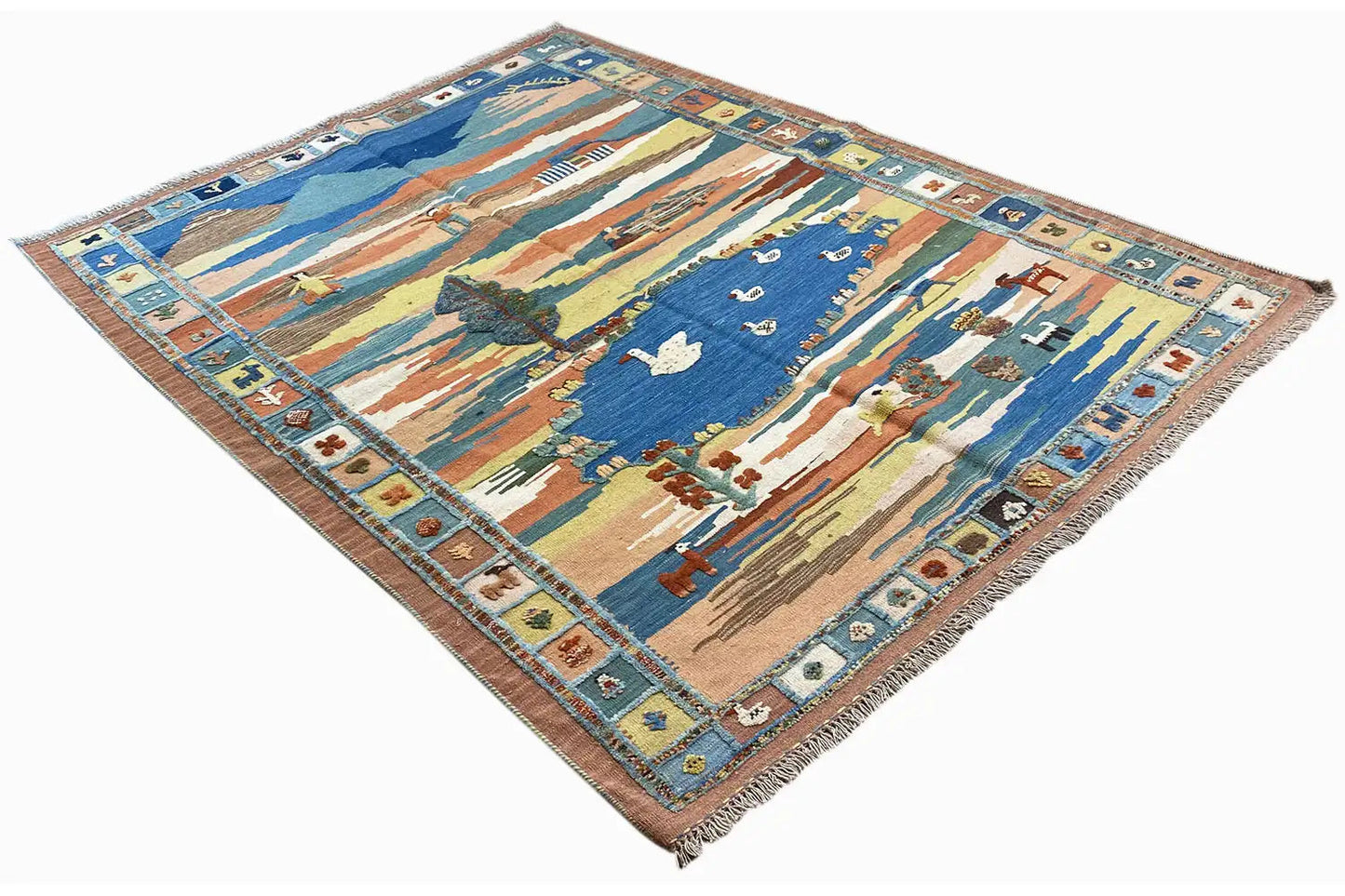 Kilim Qashqai - 800607 (205x157 cm) - Premium Kelim from German Carpet Shop - Just €459! Shop now at German Carpet Shop