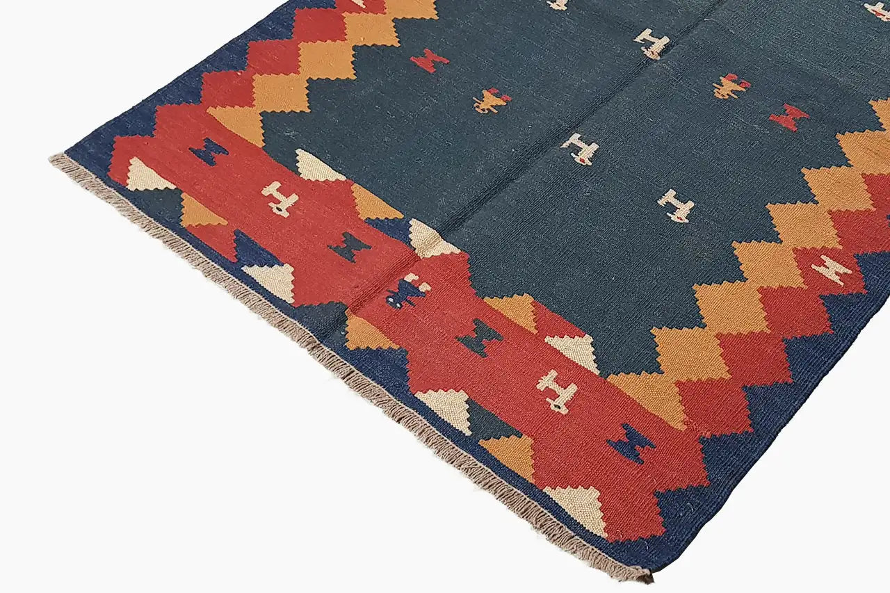 Kilim Qashqai - 13159 (151x105 cm) - Premium Kelim from German Carpet Shop - Just €142! Shop now at German Carpet Shop