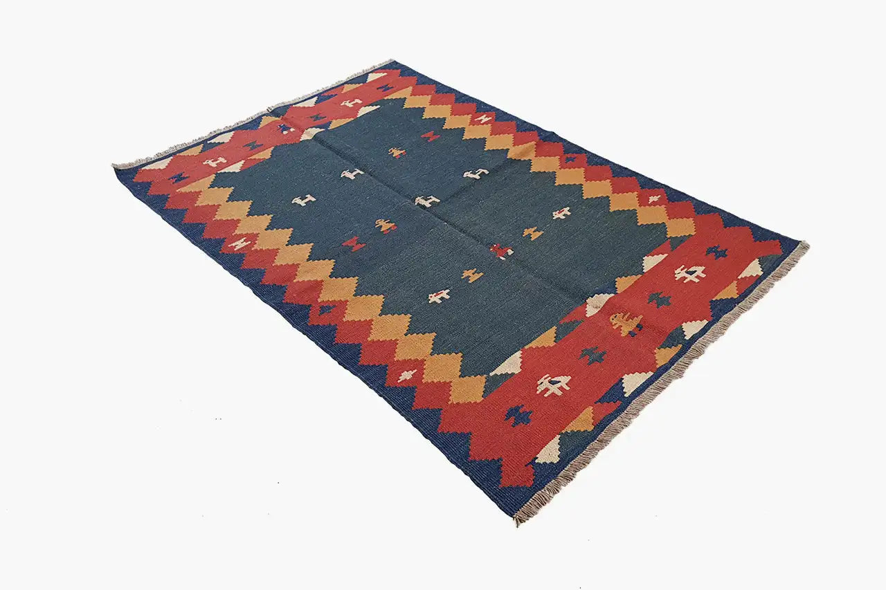 Kilim Qashqai - 13159 (151x105 cm) - Premium Kelim from German Carpet Shop - Just €142! Shop now at German Carpet Shop