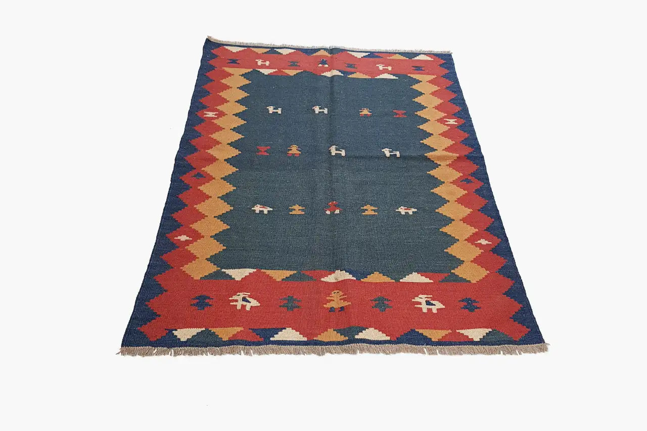 Kilim Qashqai - 13159 (151x105 cm) - Premium Kelim from German Carpet Shop - Just €142! Shop now at German Carpet Shop