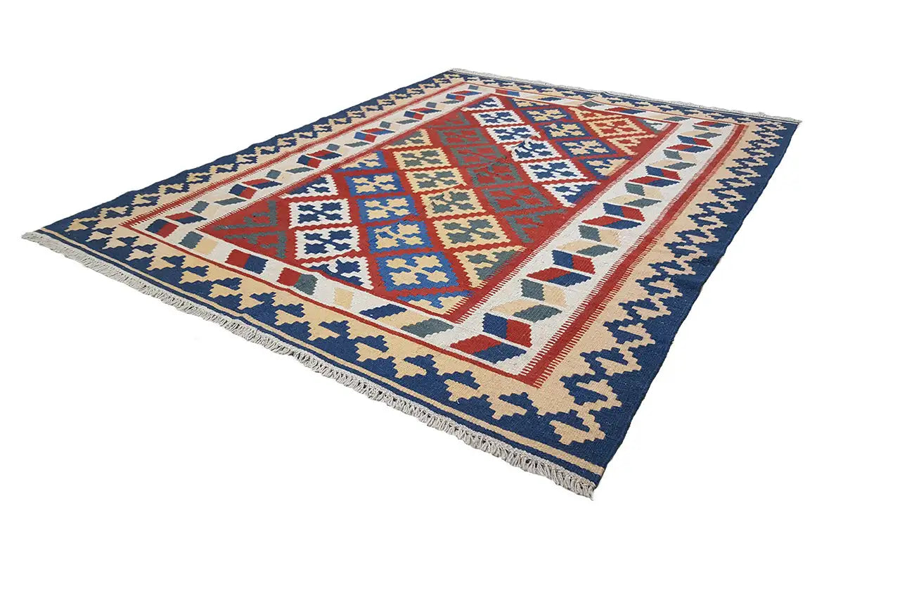 Kilim Qashqai - 301889 (196x152 cm) - Premium Kelim from German Carpet Shop - Just €290! Shop now at German Carpet Shop