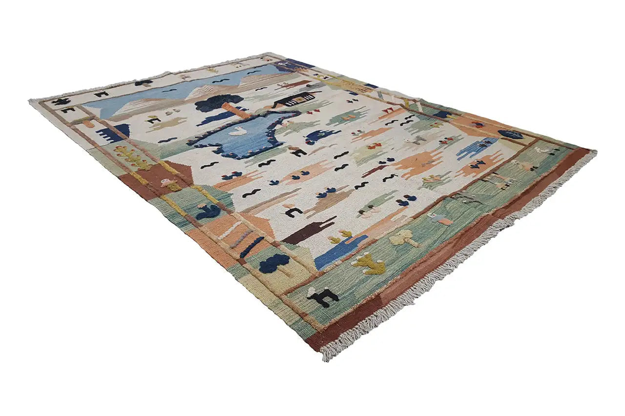Kilim Qashqai - (195x147 cm) - Premium Kelim from German Carpet Shop - Just €449! Shop now at German Carpet Shop