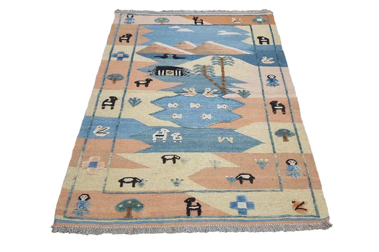 Kilim Qashqai - 605614 (150x102 cm) - Premium Kelim from German Carpet Shop - Just €229! Shop now at German Carpet Shop