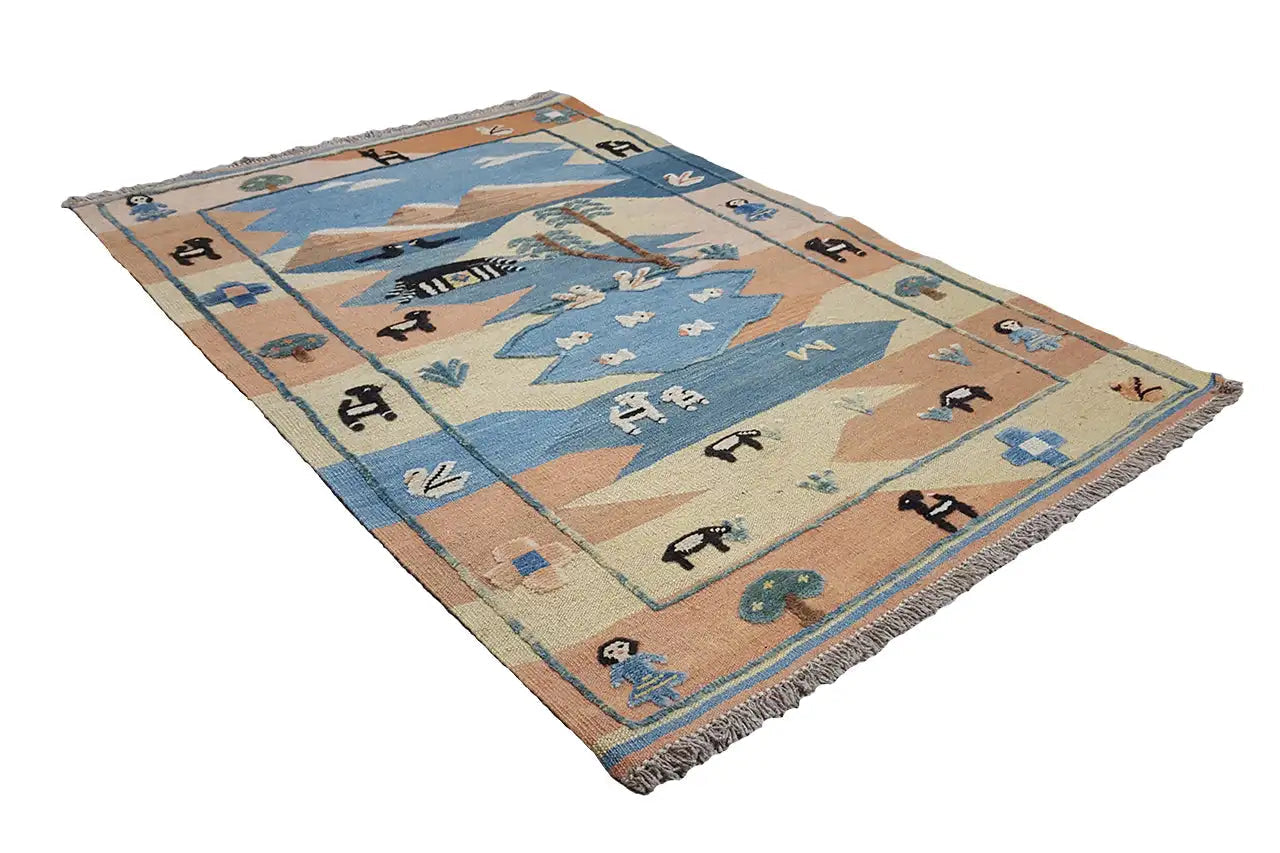 Kilim Qashqai - 605614 (150x102 cm) - Premium Kelim from German Carpet Shop - Just €229! Shop now at German Carpet Shop