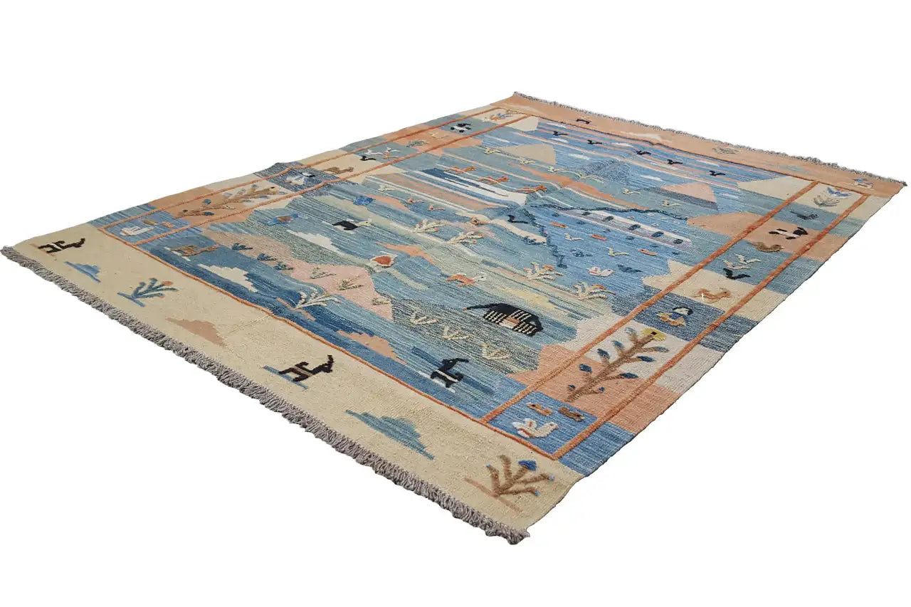 Kilim Qashqai - 605615 (194x153 cm) - Premium Kelim from German Carpet Shop - Just €449! Shop now at German Carpet Shop