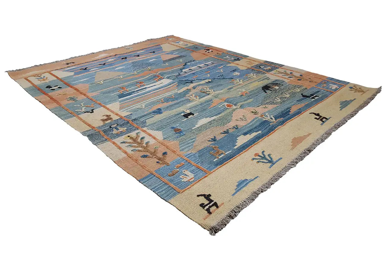Kilim Qashqai - 605615 (194x153 cm) - Premium Kelim from German Carpet Shop - Just €449! Shop now at German Carpet Shop
