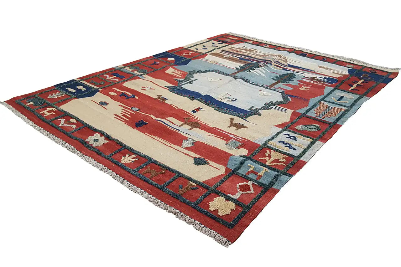 Kilim Qashqai - 700085 (205x151 cm) - Premium Kelim from German Carpet Shop - Just €449! Shop now at German Carpet Shop