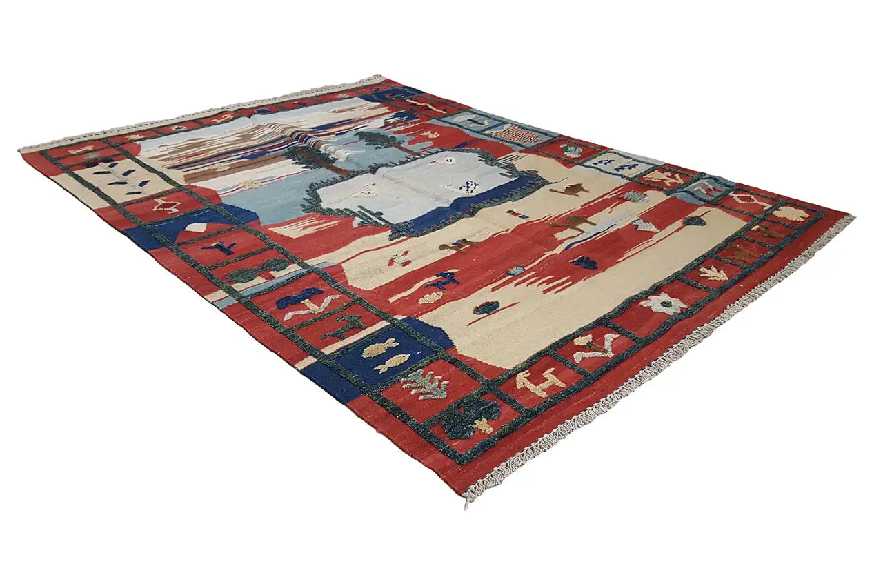 Kilim Qashqai - 700085 (205x151 cm) - Premium Kelim from German Carpet Shop - Just €449! Shop now at German Carpet Shop