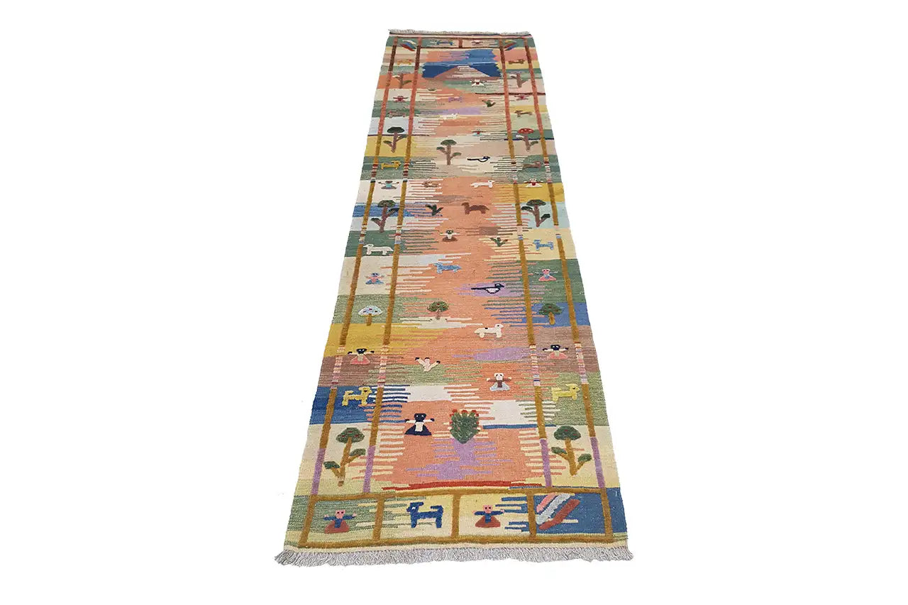 Kilim Qashqai - 800591 (310x84 cm) - Premium Kelim from German Carpet Shop - Just €390! Shop now at German Carpet Shop