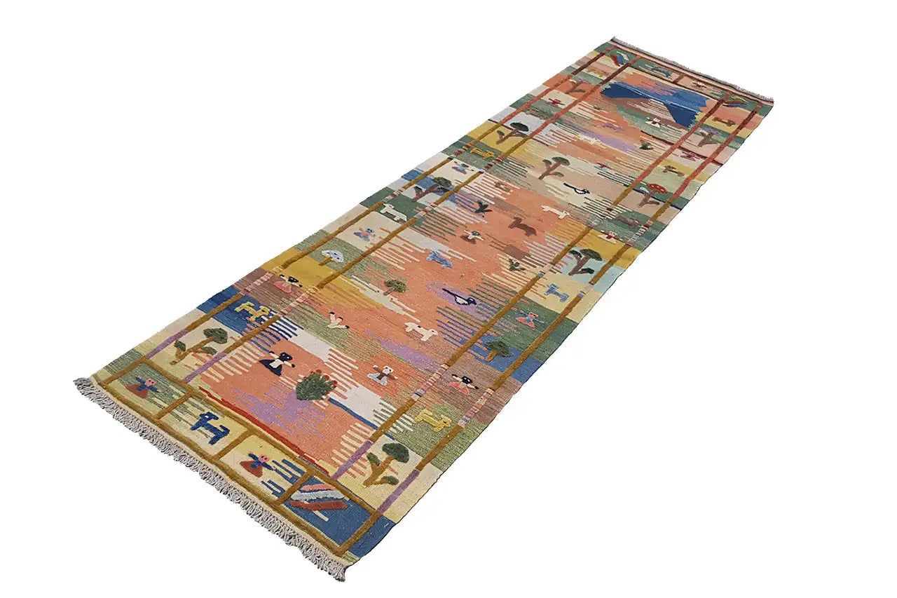 Kilim Qashqai - 800591 (310x84 cm) - Premium Kelim from German Carpet Shop - Just €390! Shop now at German Carpet Shop