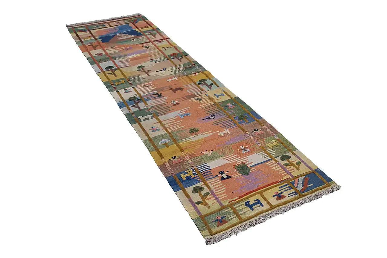 Kilim Qashqai - 800591 (310x84 cm) - Premium Kelim from German Carpet Shop - Just €390! Shop now at German Carpet Shop