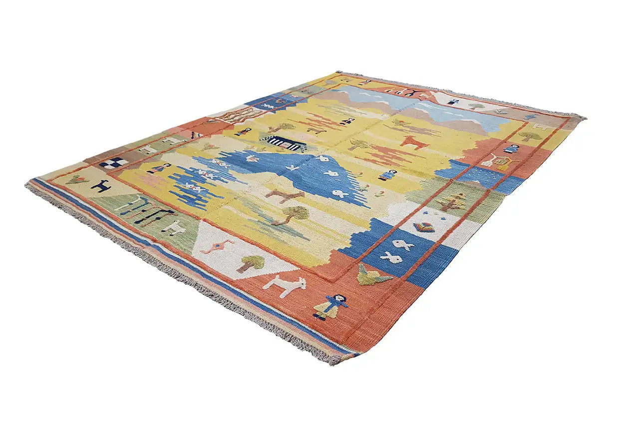 Kilim Qashqai - 800592 (193x154 cm) - Premium Kelim from German Carpet Shop - Just €449! Shop now at German Carpet Shop