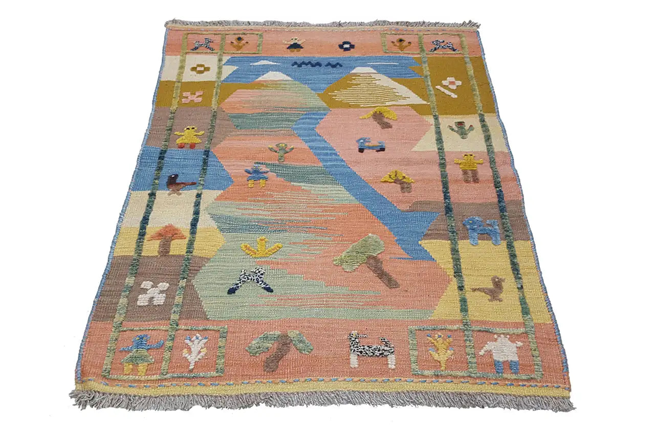 Kilim Qashqai - 800593 (112x84 cm) - Premium Kelim from German Carpet Shop - Just €149! Shop now at German Carpet Shop